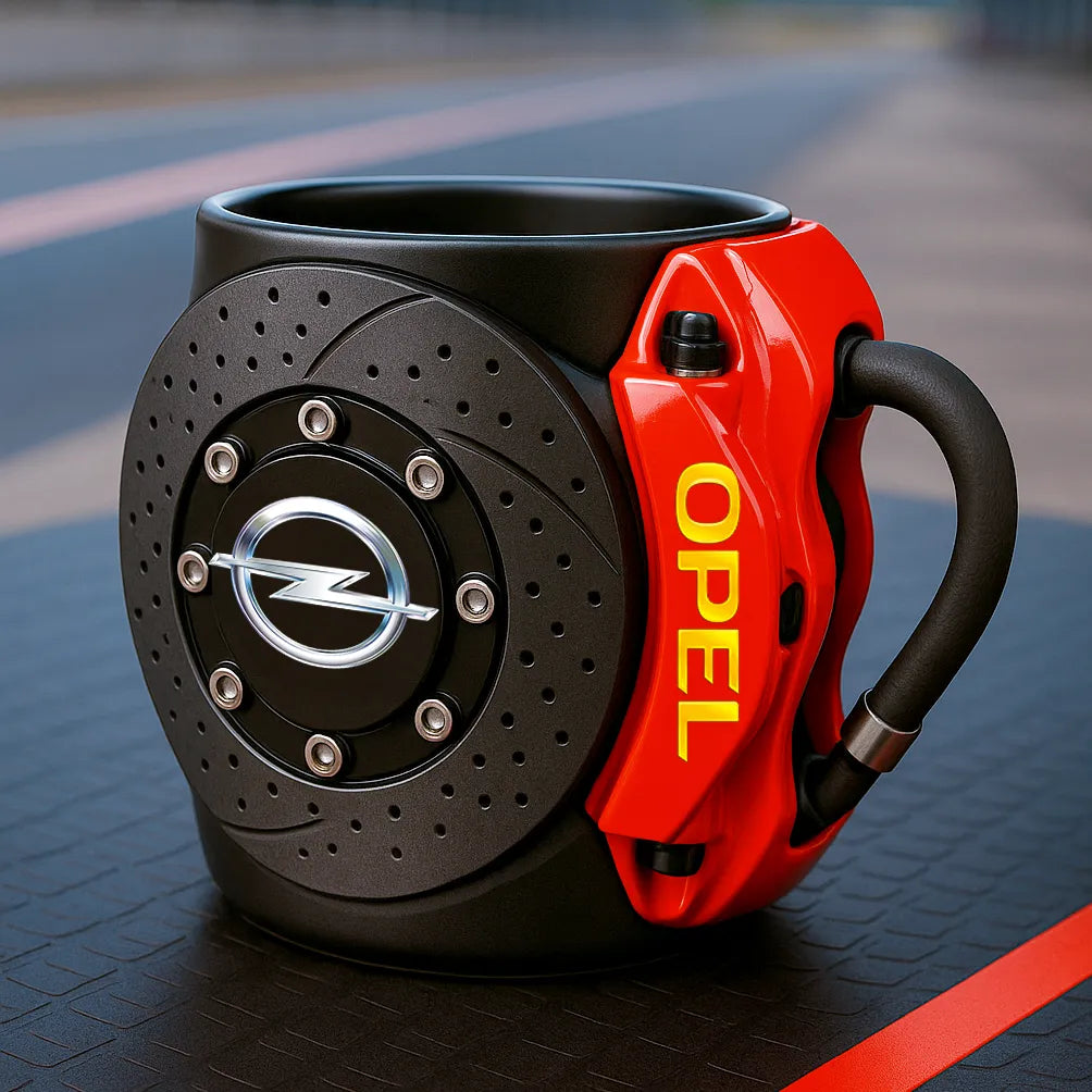 Aficionado a coches: tu taza de café con disco de freno de motor.