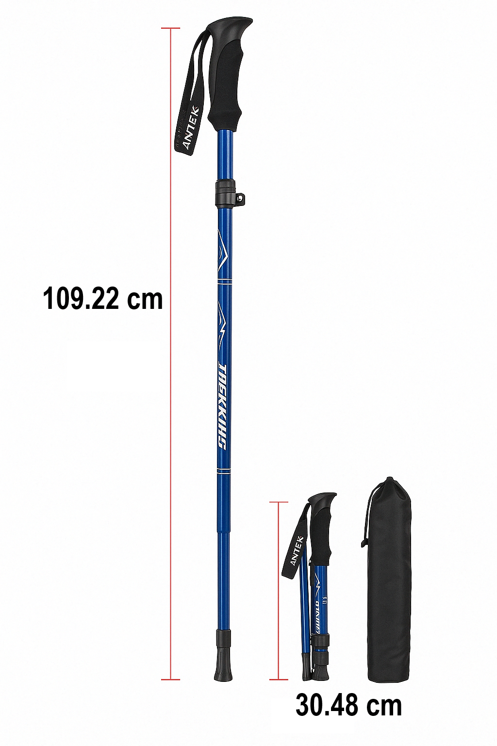 Bastones de senderismo ajustables con agarre ergonómico, perfectos para caminatas y deporte al aire libre.