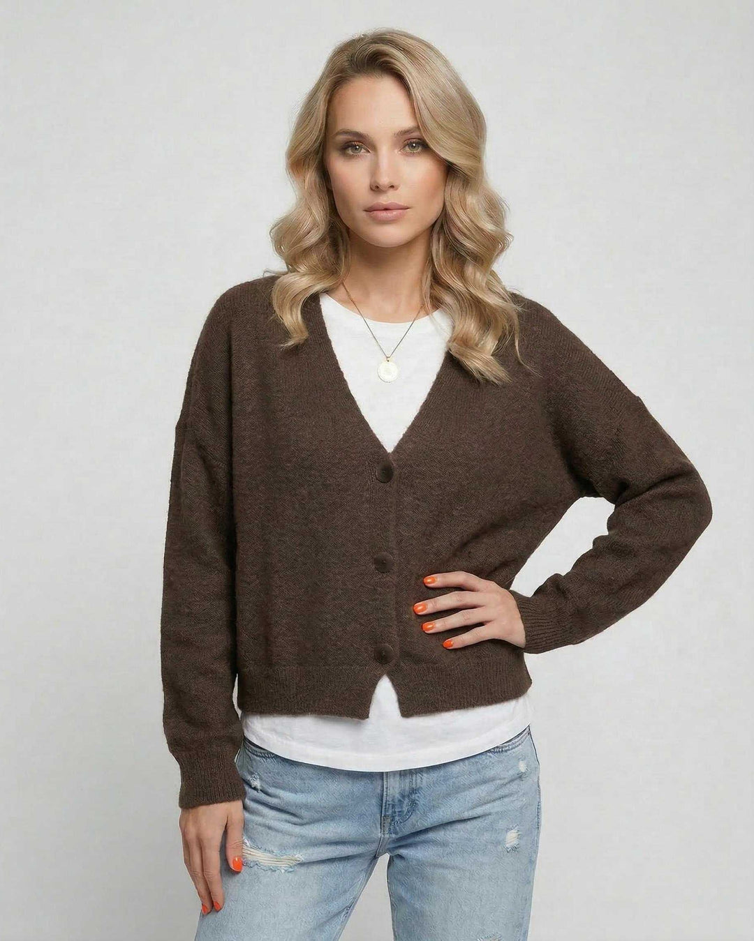 Cárdigan elegante Terra para mujer, perfecto para ropa de oficina, añade un toque profesional y chic.