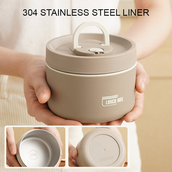 Fiambrera bento portátil de acero inox., perfecta para llevar comida a la escuela.