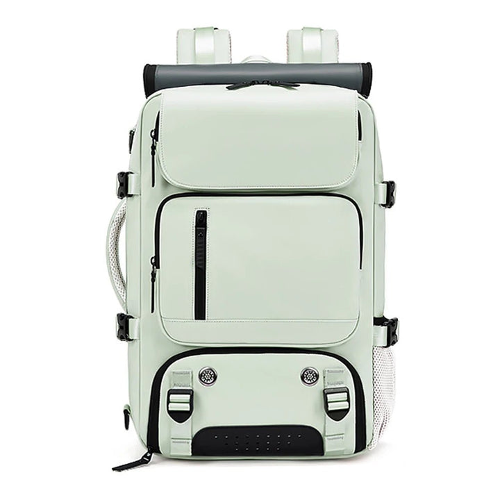 Mochila espaciosa impermeable con puerto USB, compartimento acolchado para portátil y excelente organización interna.
