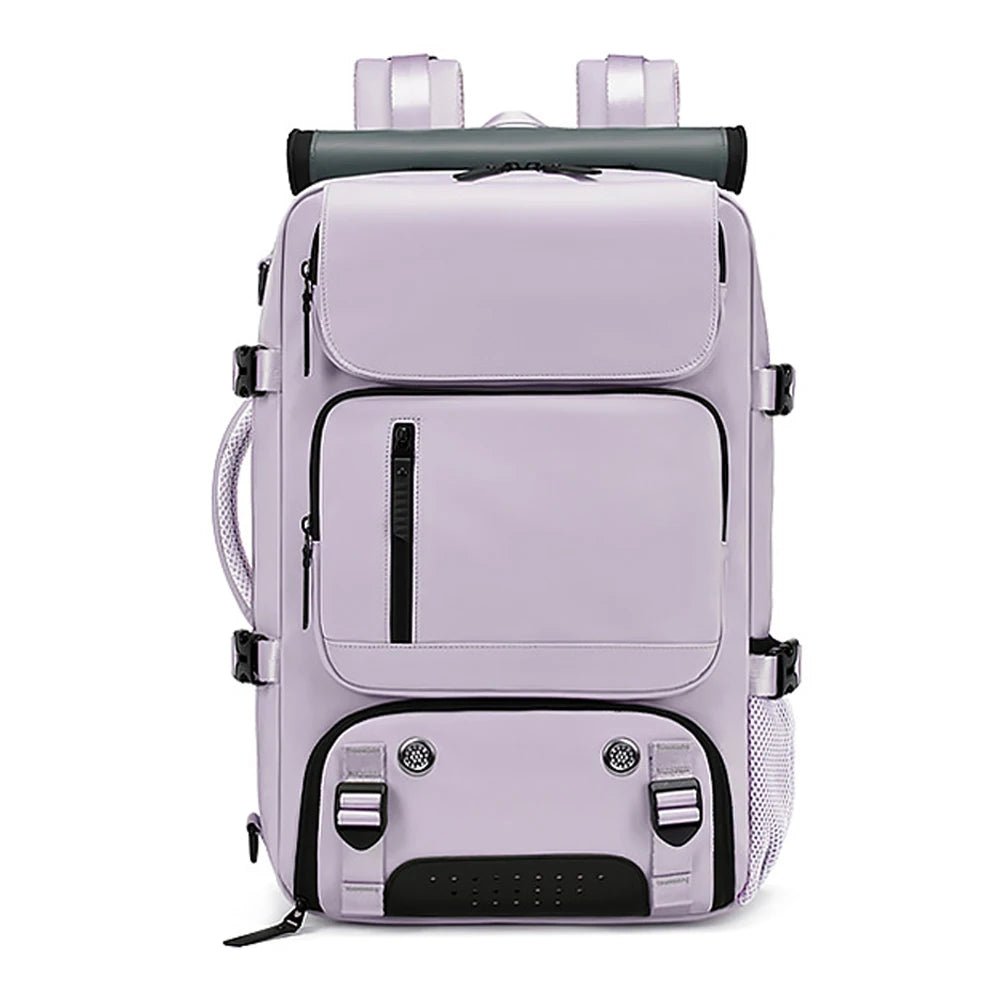 Mochila de portátil impermeable con puerto USB, segura y organizada para profesionales y estudiantes en movimiento.