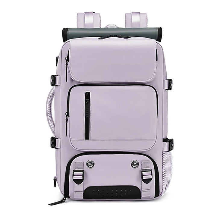 Mochila de portátil impermeable con puerto USB, segura y organizada para profesionales y estudiantes en movimiento.