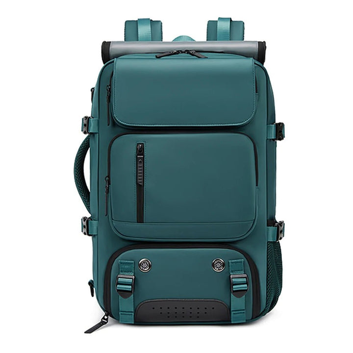 Mochila moderna impermeable unisex con puerto USB, perfecta para portátil y viajes urbanos. Combina estilo y funcionalidad.