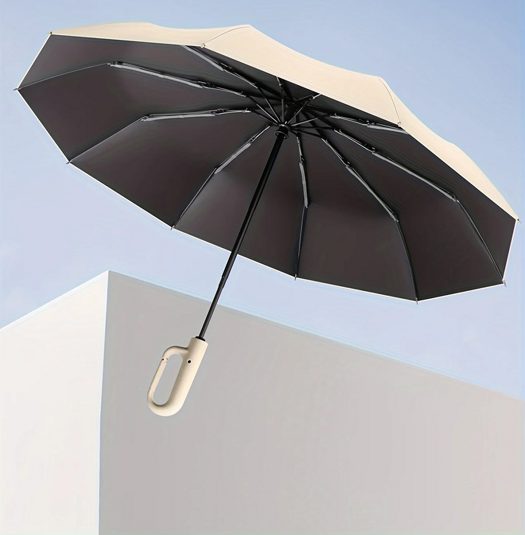 Protección superior con paraguas automático unisex cortavientos, esencial para días de lluvia.