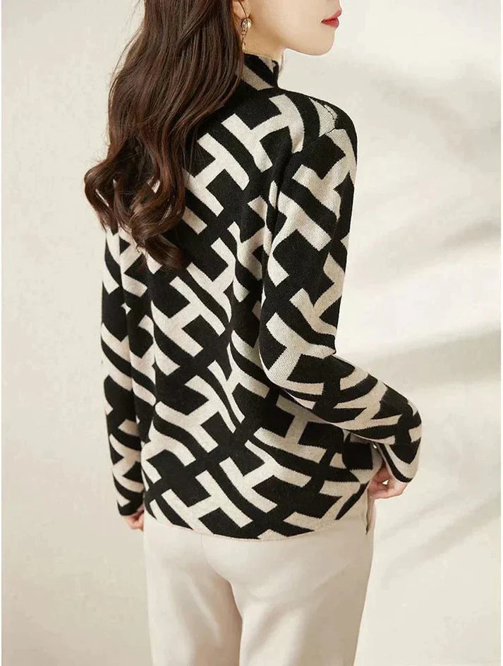 Suéter de cuello alto negro para mujer, estilo chic y versátil, perfecto para otoño e invierno.