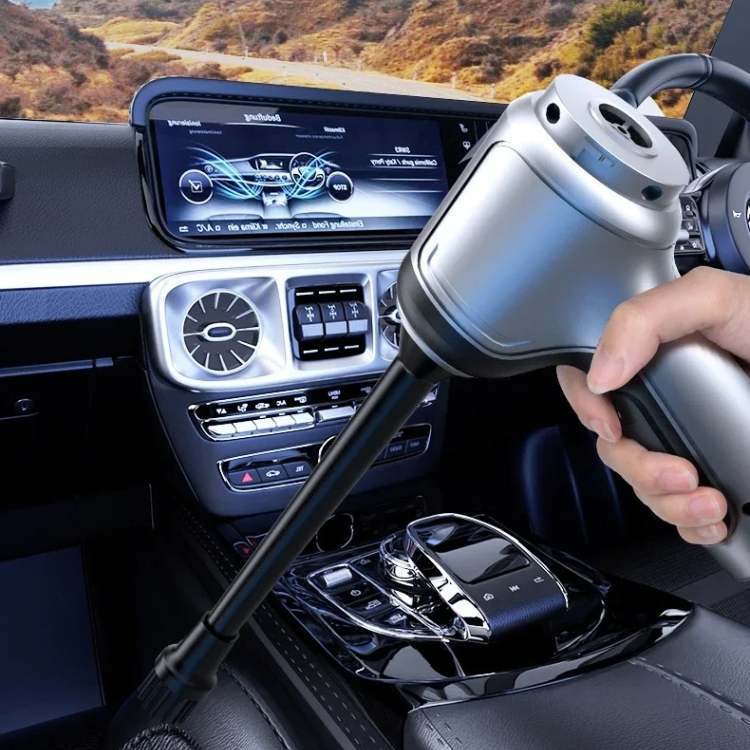 Aspiradora inalámbrica potente para coche y hogar. Limpieza profunda con soplador e inflador de neumáticos.