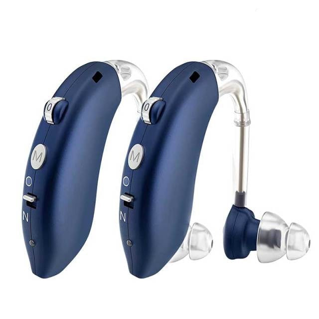 Audífono recargable universal para audición clara. Diseño discreto y cómodo, ideal para mejora auditiva.