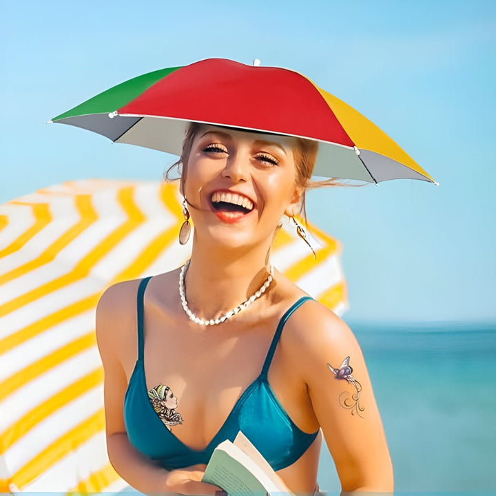 Sombrero paraguas plegable unisex anti-UV. Ideal para pesca, senderismo, jardín. Protección solar manos libres.