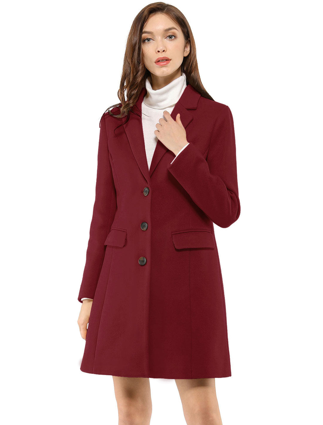 Abrigo de mujer para invierno, diseño clásico con solapa, cálido y chic.