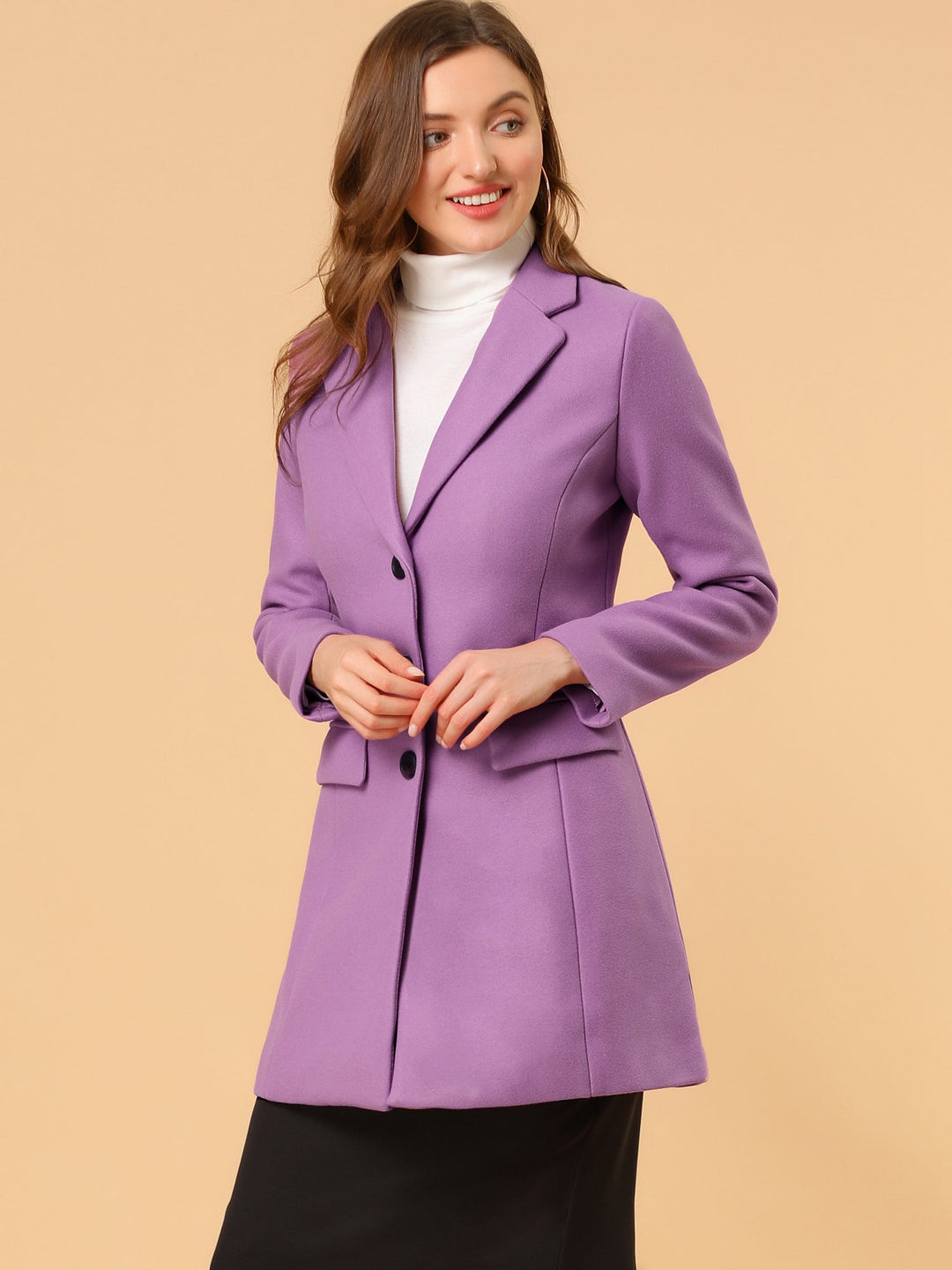 Abrigo elegante y cálido para mujer, solapa clásica, perfecto para el invierno.