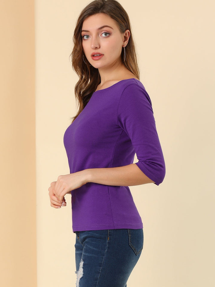 Prenda de mujer: camiseta manga 3/4. Cuello redondo. Versátil y esencial para tu fondo de armario.