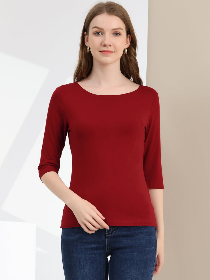Camiseta atemporal de mujer. Manga 3/4, cuello redondo. Básica para combinar.