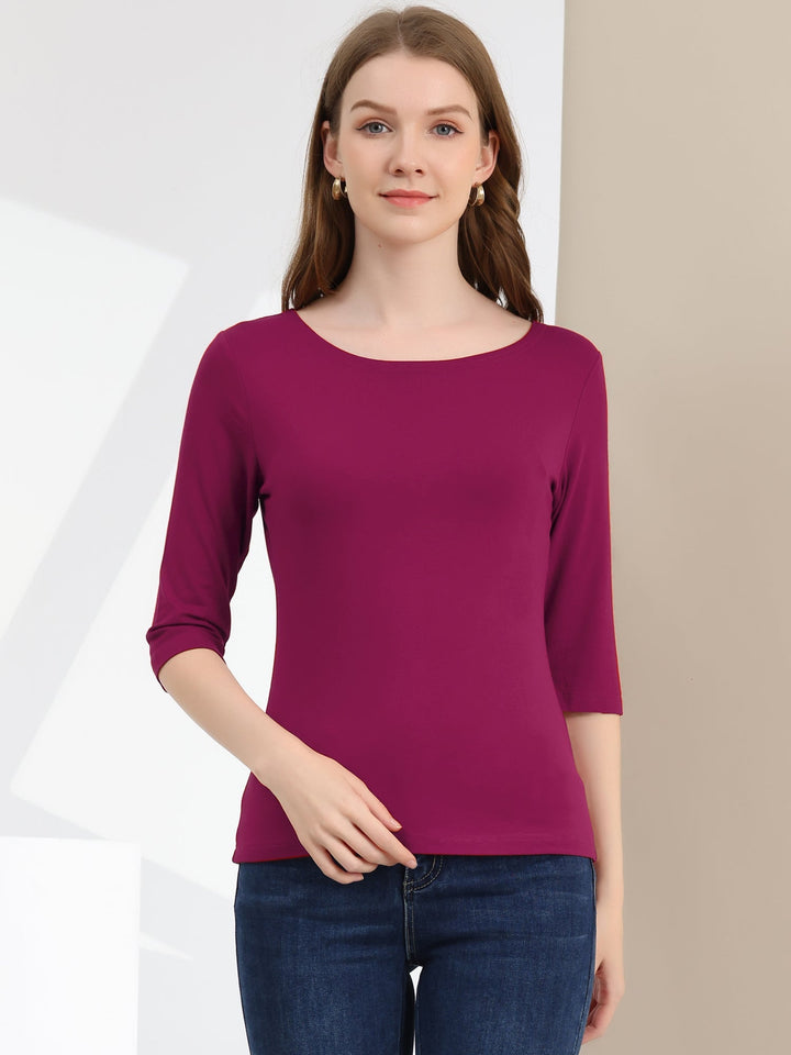 Moda femenina: camiseta de mujer, manga 3/4. Básica, elegante y cómoda.