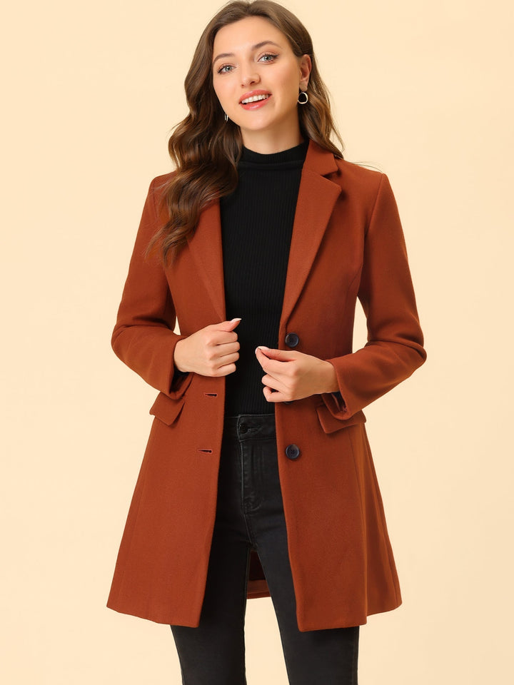 Abrigo de mujer, estilo clásico, solapa elegante, para el invierno, moda chic.