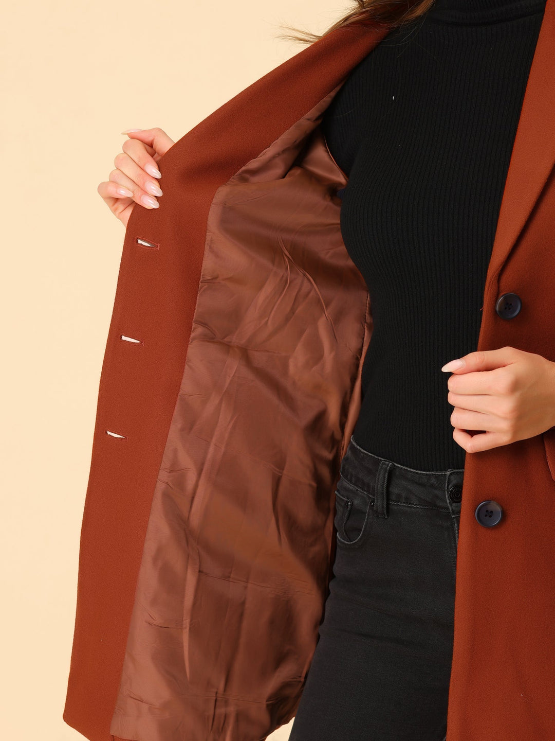 Abrigo de invierno para mujer, clásico, solapa sofisticada, ropa de abrigo versátil.