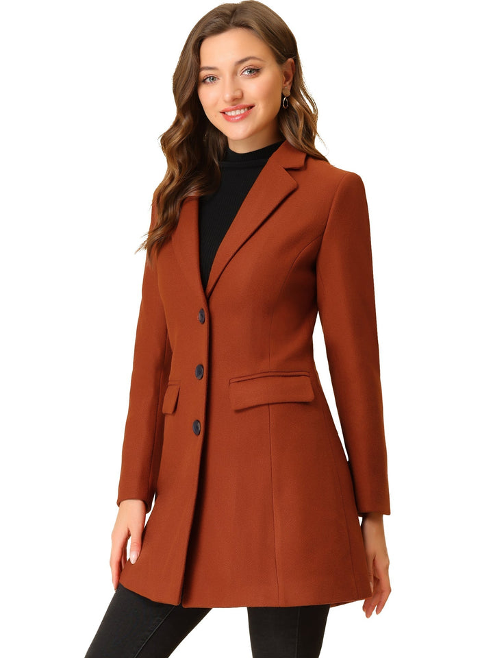 Cálido abrigo de invierno para mujer, diseño clásico, solapa elegante, moda atemporal.