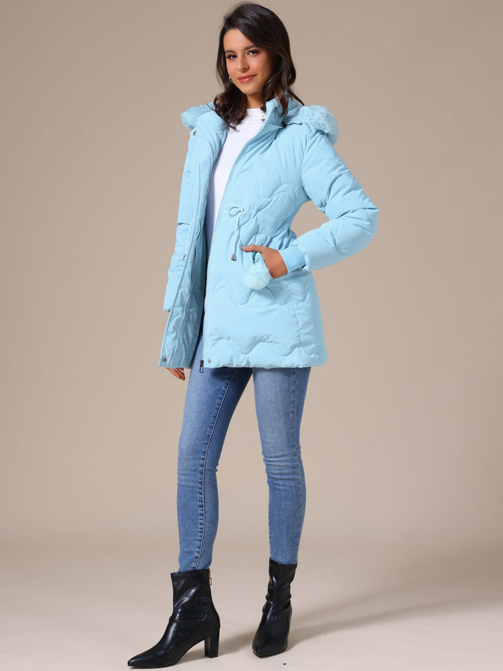 Abrigo de invierno elegante y acolchado para mujer, con práctica capucha.