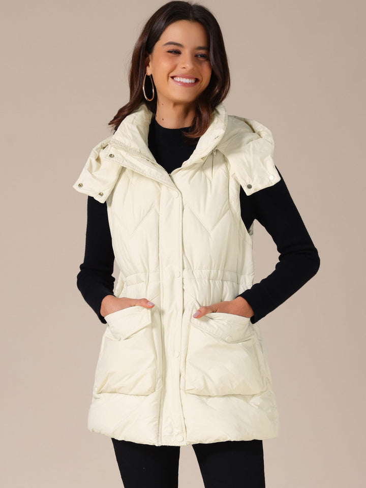Chaleco de invierno KALMORA para mujer, acolchado, largo y con práctica capucha.