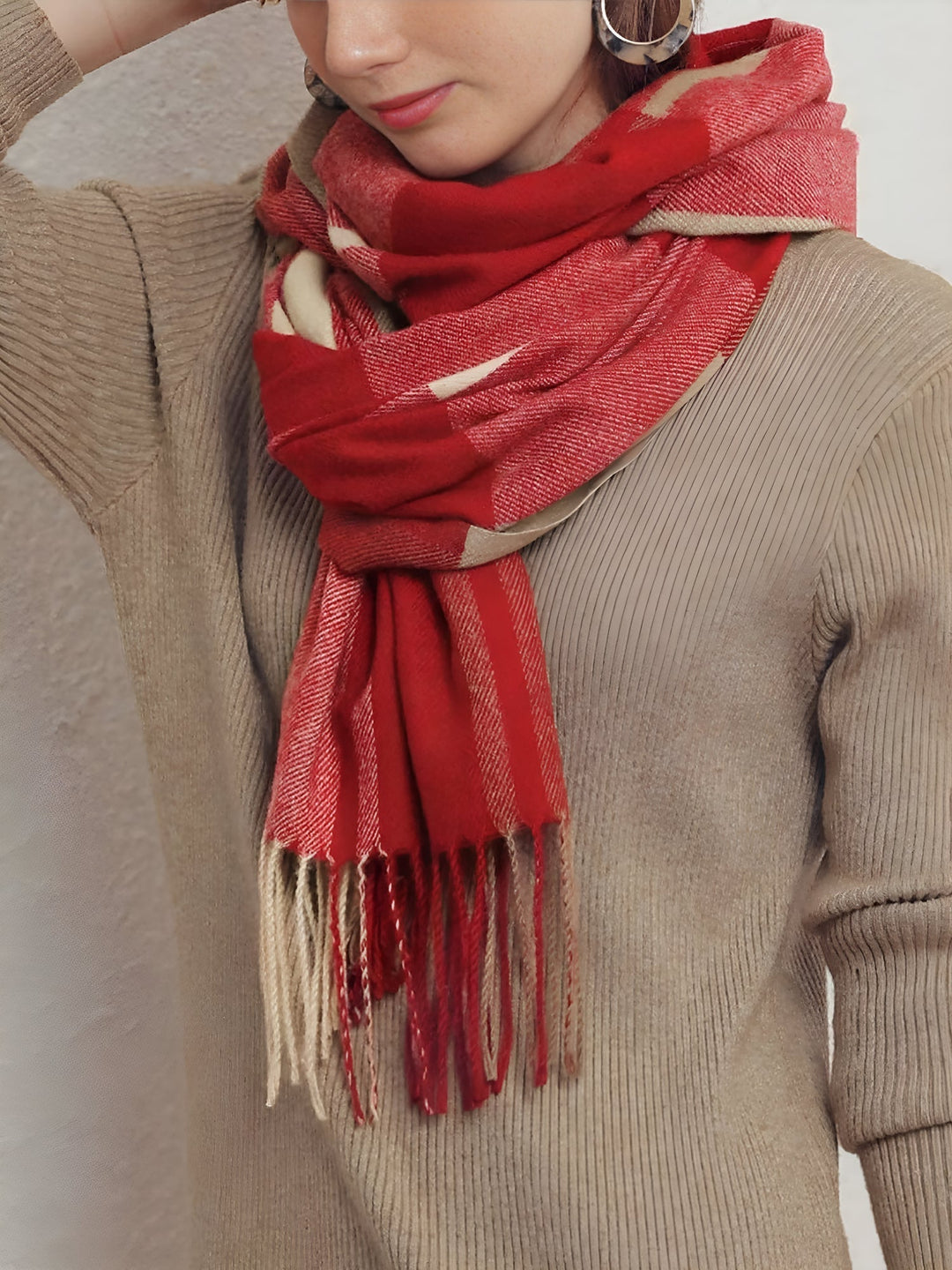 Bufanda de cuadros para mujer, complemento de otoño-invierno, muy suave y con estilo elegante.