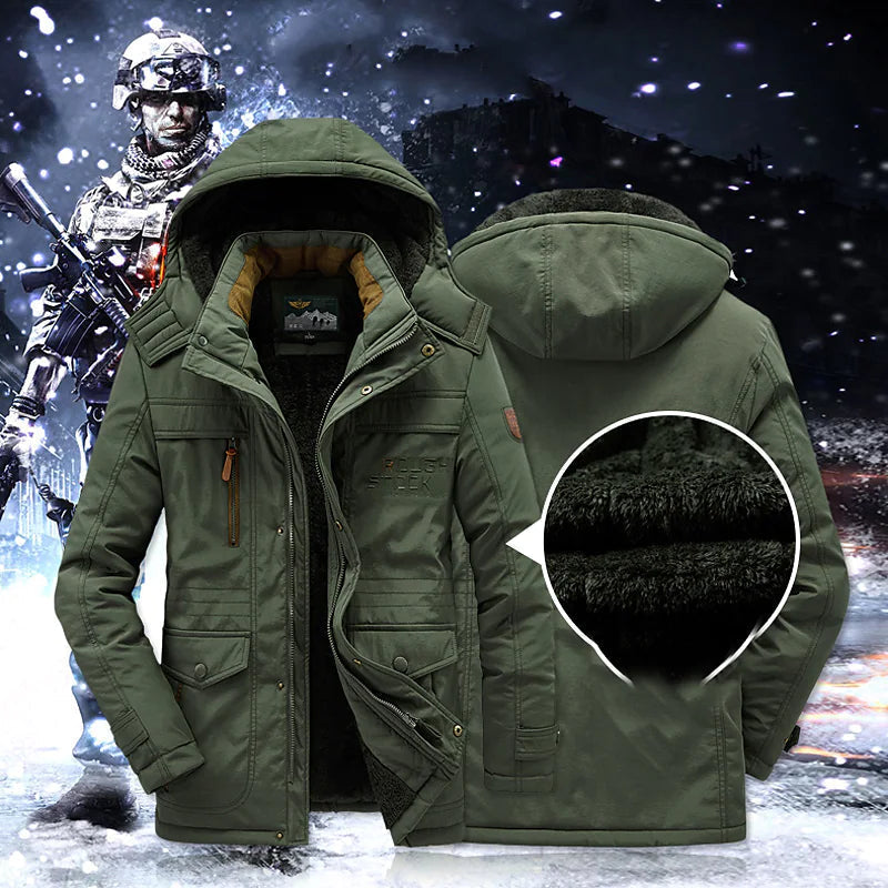 Parka acolchada para hombre en invierno. Chaqueta cálida y versátil, ideal para uso casual y protección cortavientos.