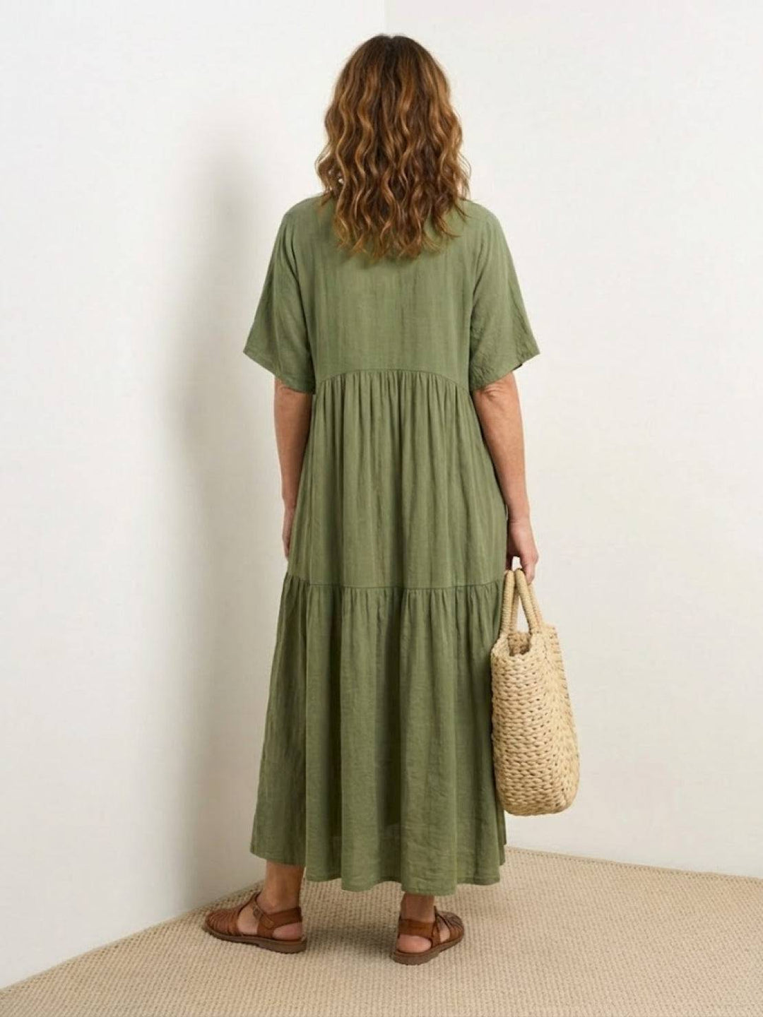 Vestido de mujer para el verano, maxi, bohemio, fresco, cómodo y con escote V.