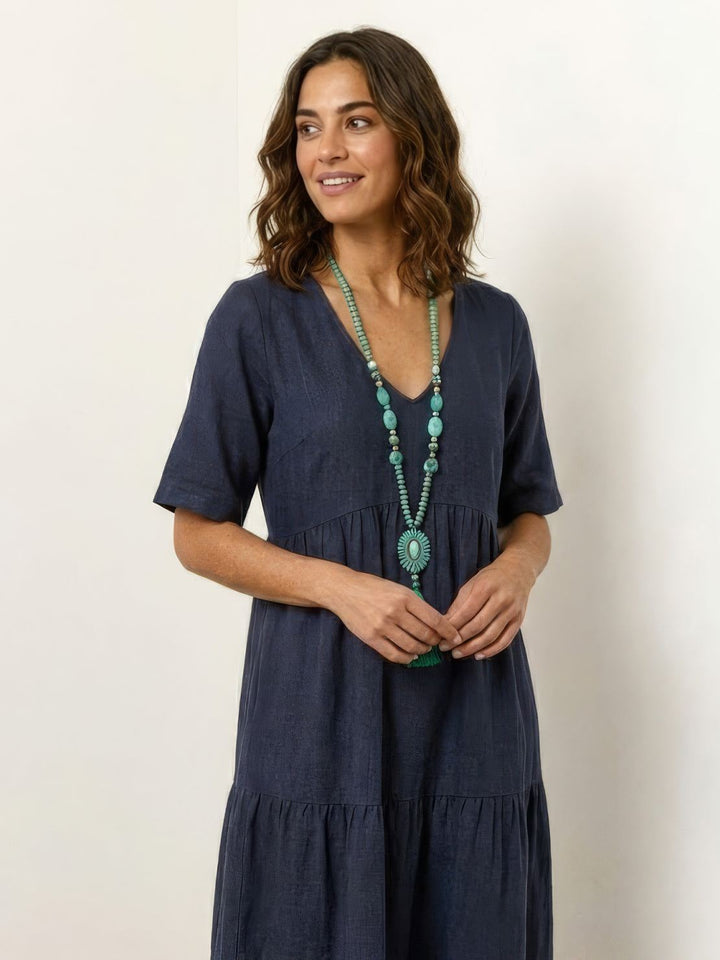 Vestido de mujer, bohemio, maxi, con escote V, fresco y muy cómodo para el día a día.