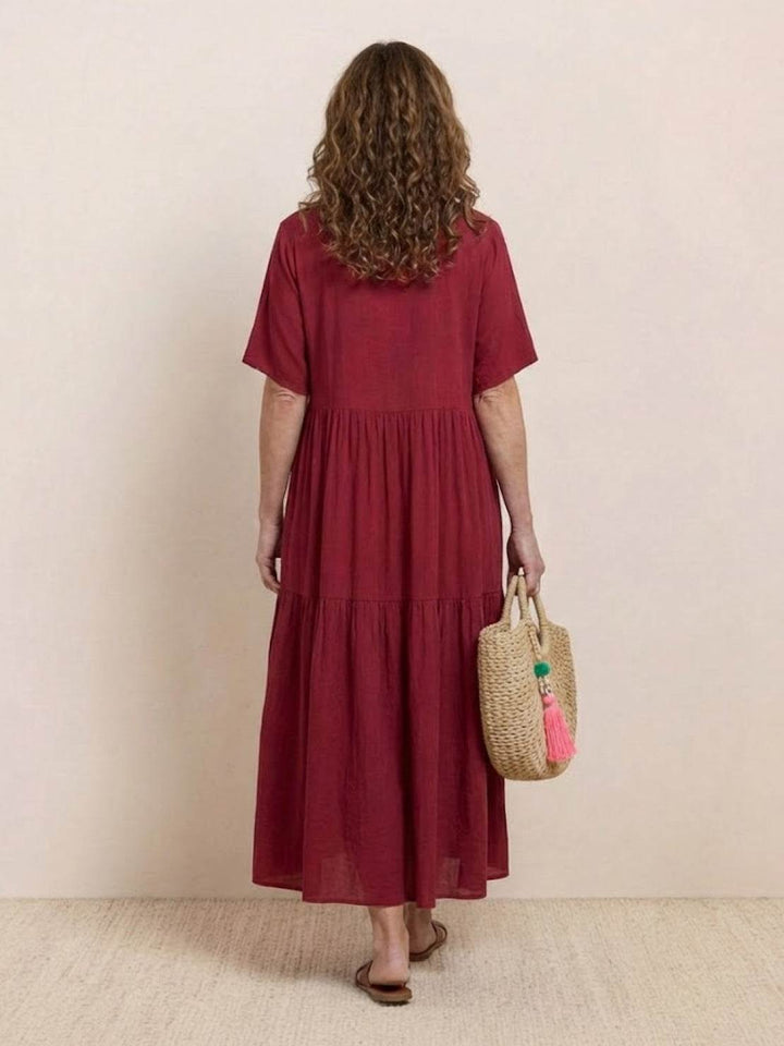 Maxi vestido bohemio para mujer, escote V, fluido y cómodo, perfecto para el calor.
