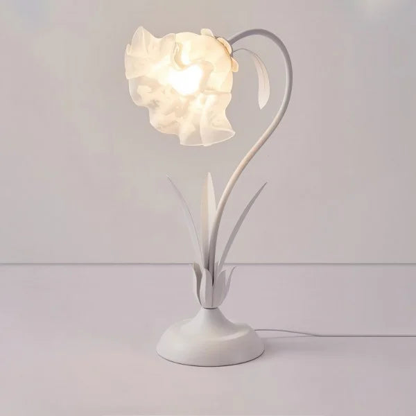 Lámpara de mesa verde floral retro, brazo ajustable, luz interior para tu hogar.