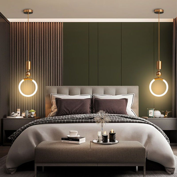 Luz LED colgante de anillo para techo. Lámpara moderna y minimalista que realza el diseño de interiores.