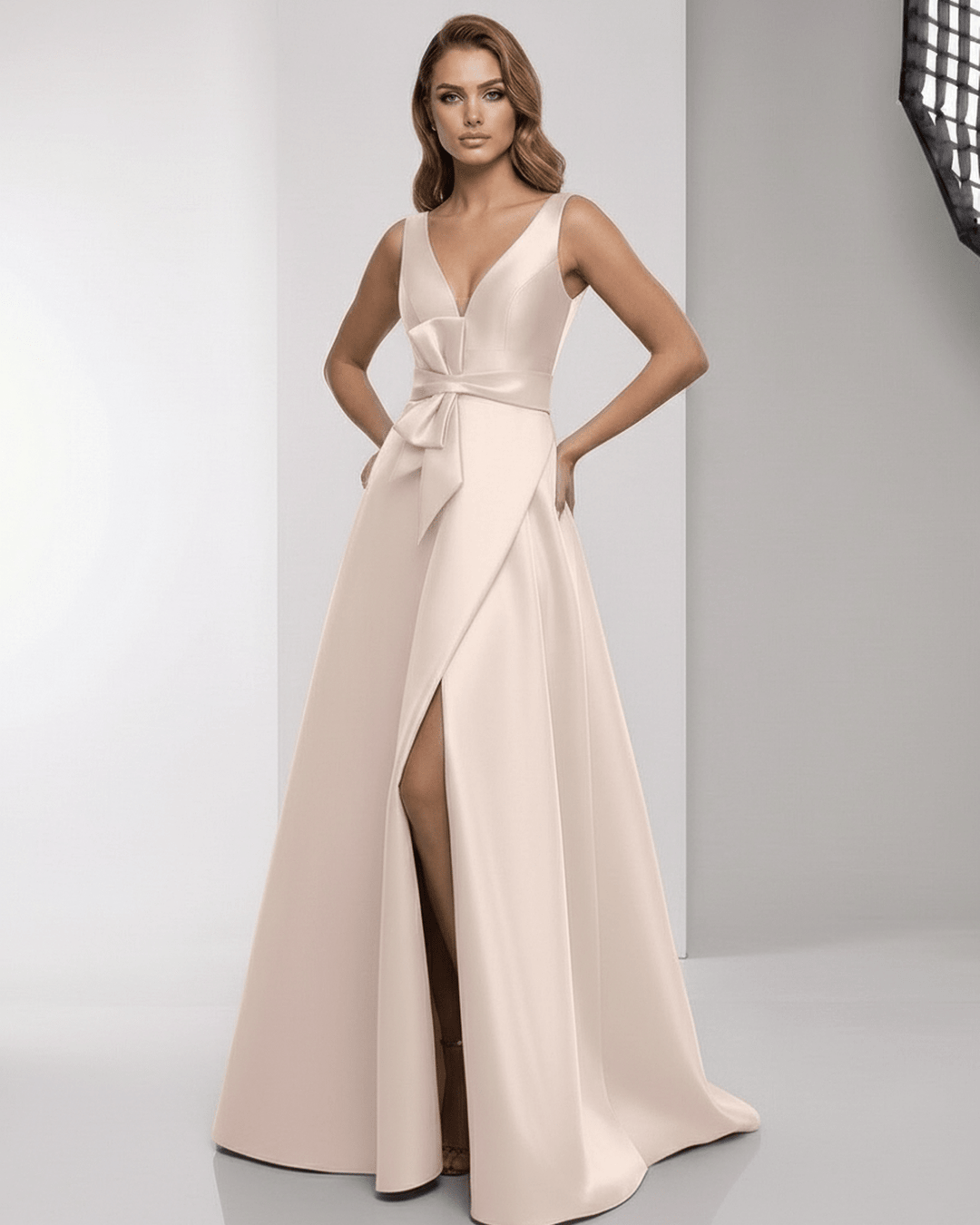 Vestido maxi blanco elegante para mujer, ideal para bodas y fiestas.