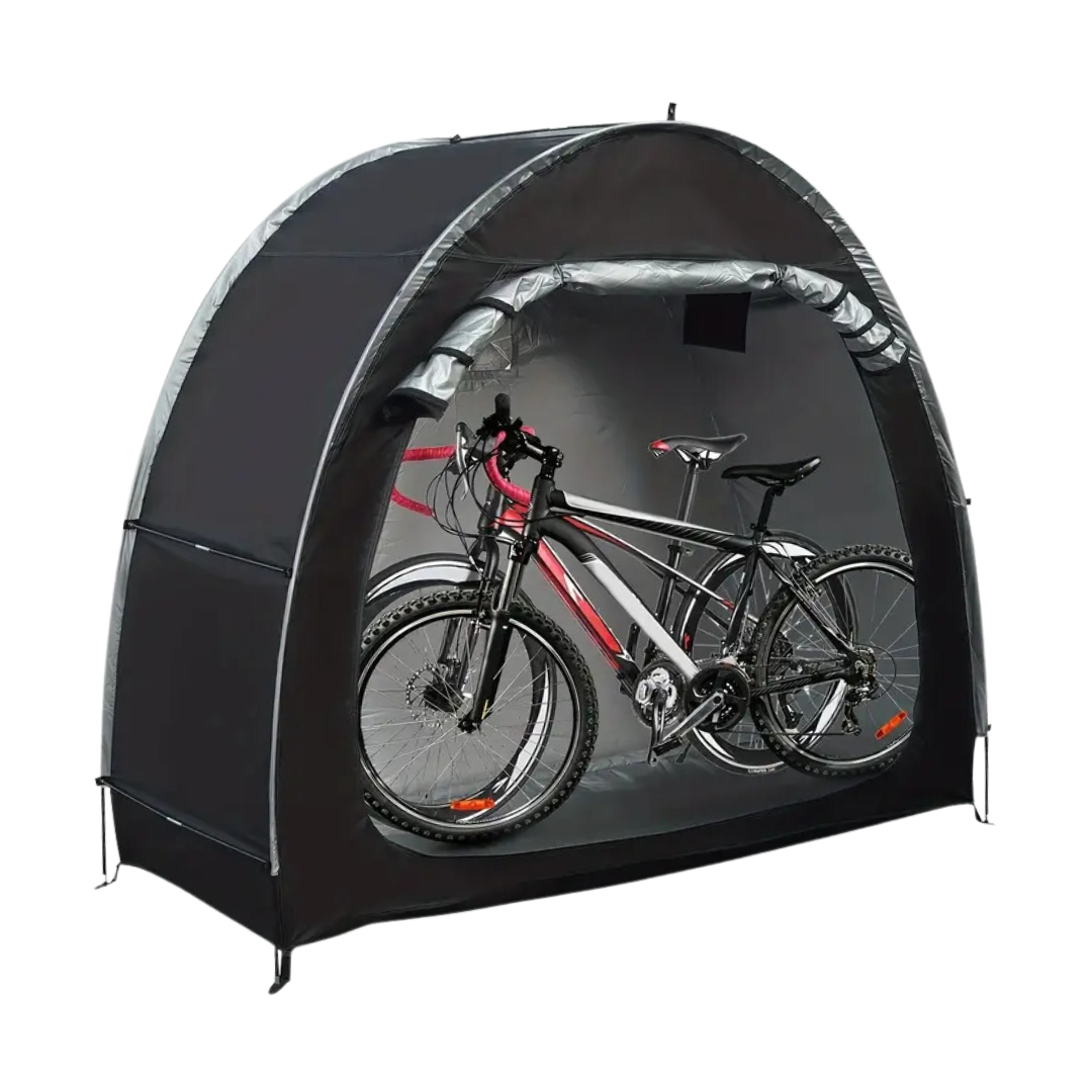 Carpa impermeable para 2 bicicletas, ideal para almacenamiento exterior y protección contra el clima. Garaje portátil.