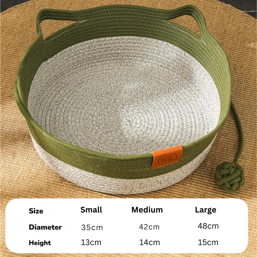 Accesorio para gatos: cama de cuerda de algodón, refugio hecho a mano, duradero y muy acogedor.