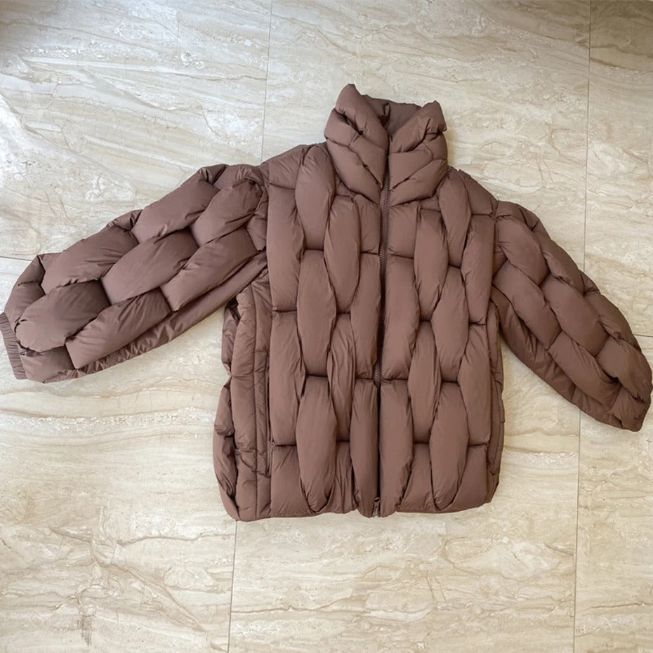 Abrigo de invierno para hombre, modelo puffer oversize acolchado, con cuello alto. Ideal para estilo casual y ropa exterior.