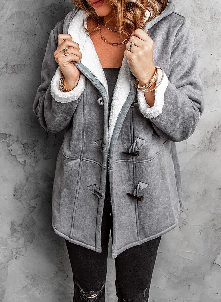 Abrigo Evelina rosa de mujer, chaqueta casual elegante. Perfecta para otoño e invierno, confort y estilo.
