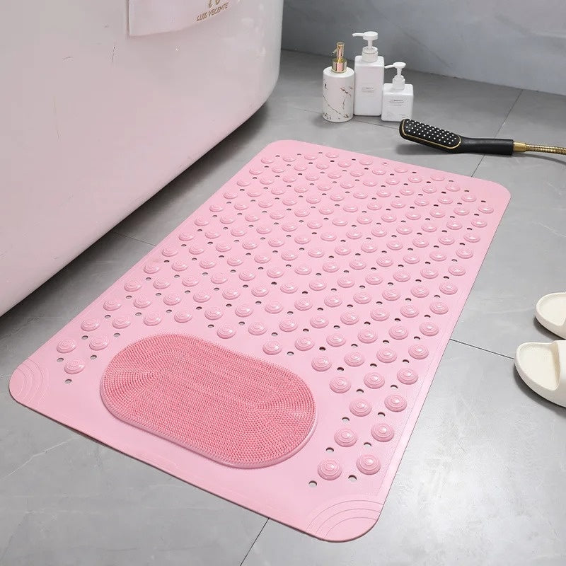 Alfombra de ducha antideslizante para baño, en caucho, con cepillo exfoliador para higiene de pies completa.