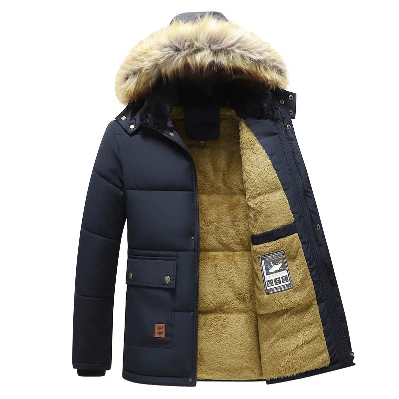 Abrigo acolchado cálido de invierno para hombre, estilo casual. Protección robusta contra el frío y moda masculina.