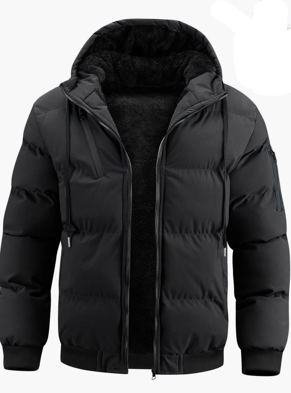 Chaqueta de invierno acolchada para hombre, estilo casual con capucha protectora.