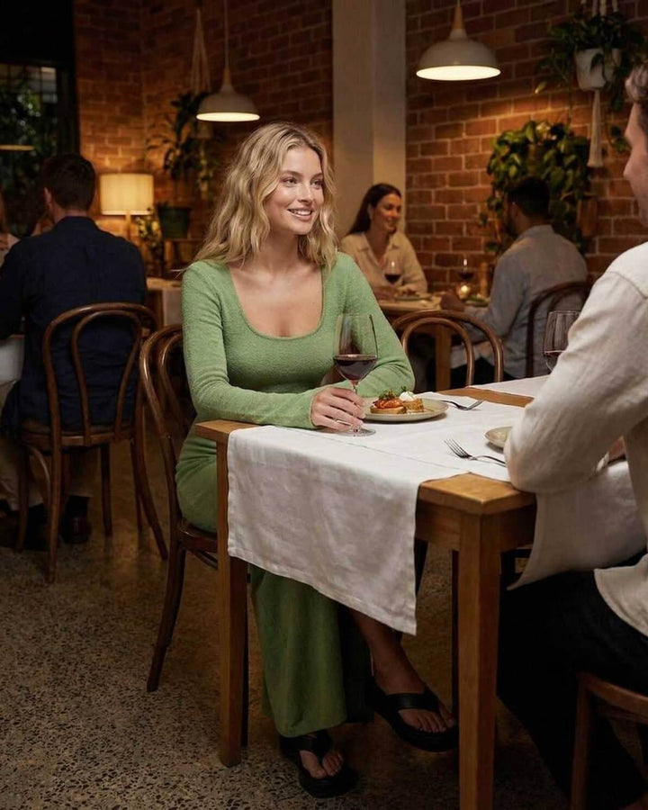 Vestido maxi verde elegante y ajustado con abertura, un imprescindible en la moda femenina de primavera.