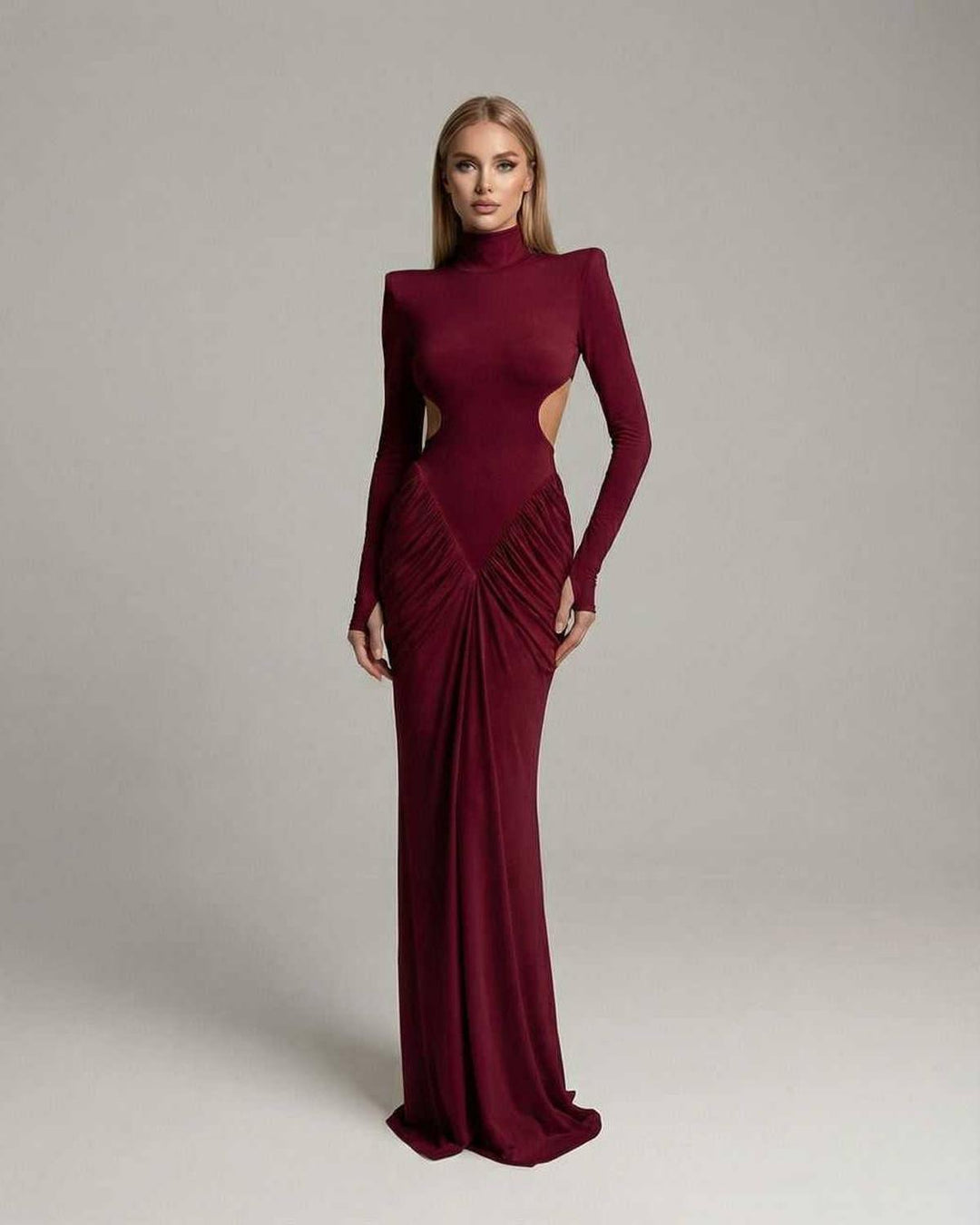 Vestido maxi rojo elegante para mujer, perfecto para fiestas y eventos especiales. Moda formal y sofisticada.