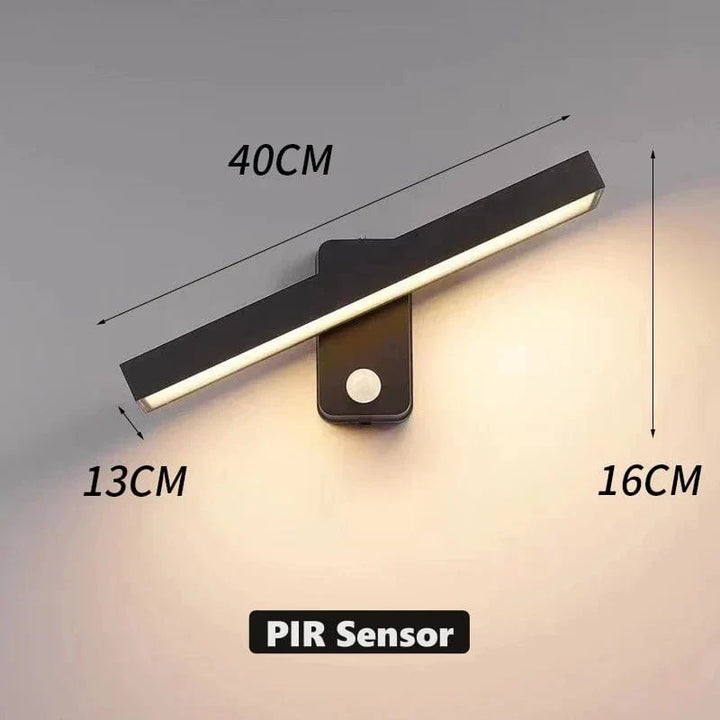 Iluminación LED de seguridad para exteriores, con sensor de movimiento PIR y cabezal rotatorio IP65.