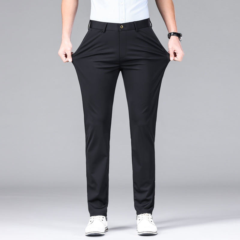 Pantalón chino slim elástico para hombre, ajuste moderno, ideal para estilo casual y elegante.