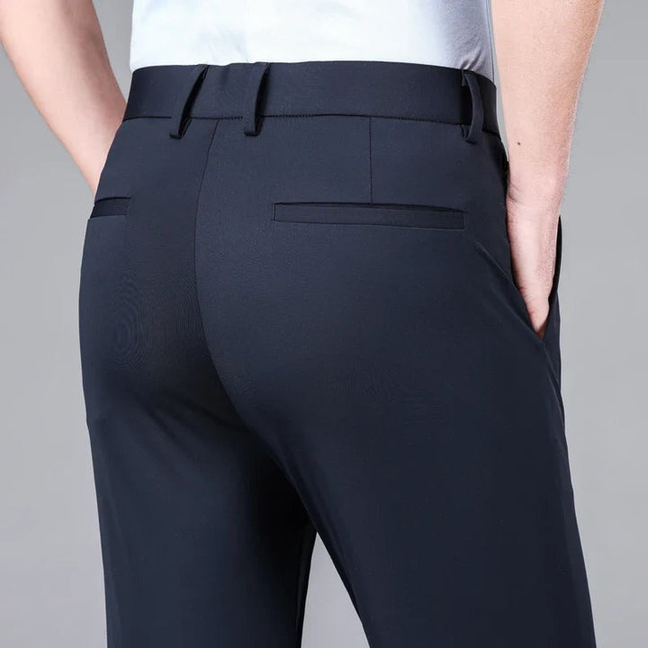 Pantalón chino azul marino slim, elástico, perfecto para la oficina y el tiempo libre, comodidad.