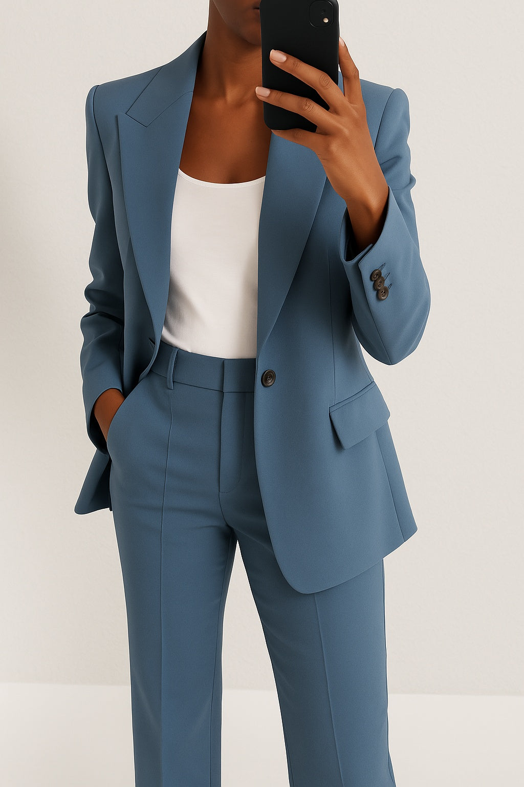 Conjunto de traje chaqueta elegante para mujer, ideal para la oficina y moda ejecutiva.