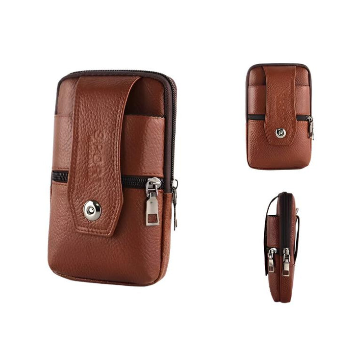 Bolso de hombro vintage para hombre, diseño elegante en cuero marrón. Perfecto para uso casual.