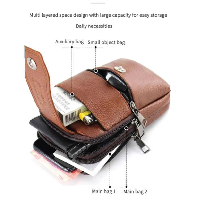 Accesorios de moda: bolso cruzado de cuero para hombre. Estilo vintage con compartimentos prácticos.