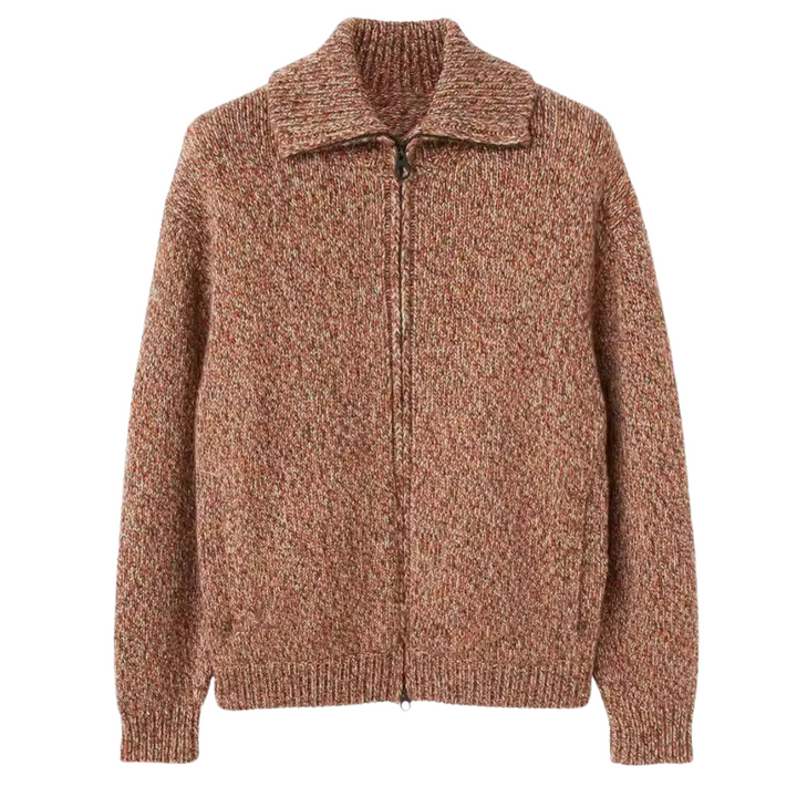 Cazadora bomber de hombre en suave lana de alpaca marrón. Chaqueta cómoda para invierno y entretiempo.