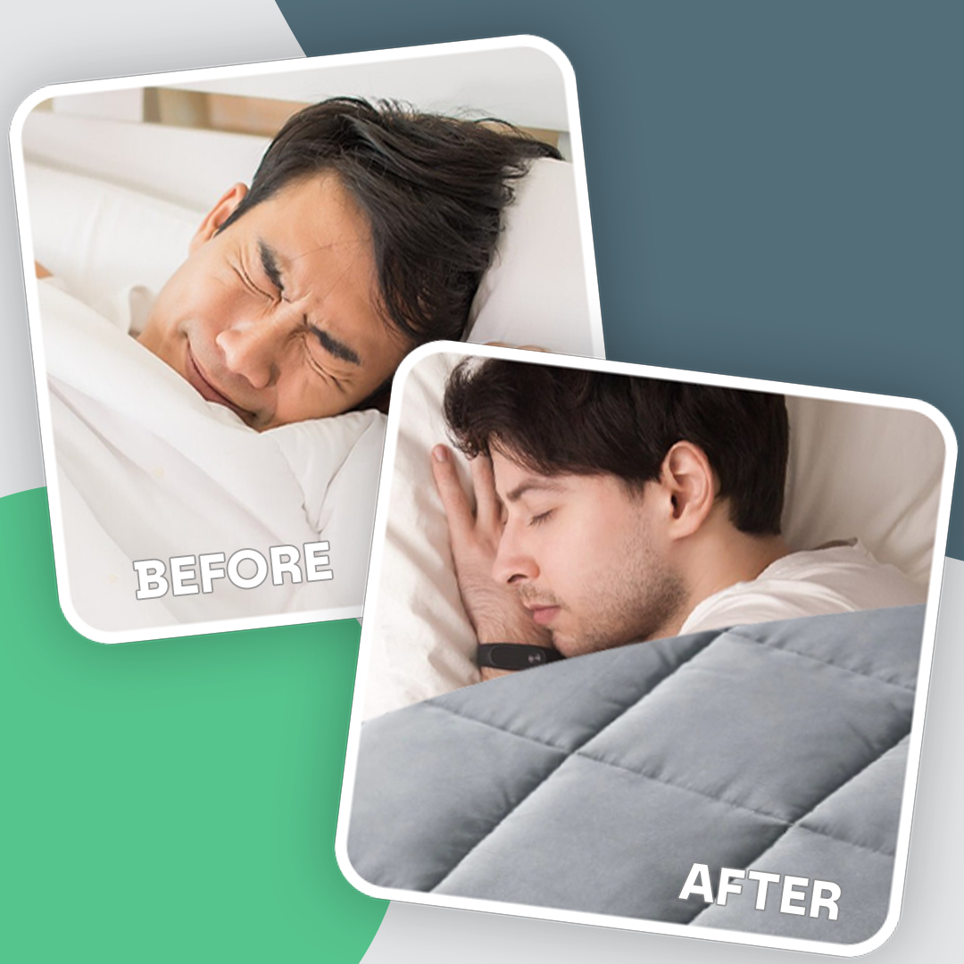 Hogar confortable con manta pesada lavable, gris tormenta. Ideal para relajación y sueño profundo.