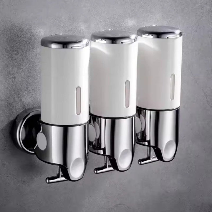 Dispensador de jabón de acero inoxidable, duradero, con bomba para pared de baño.