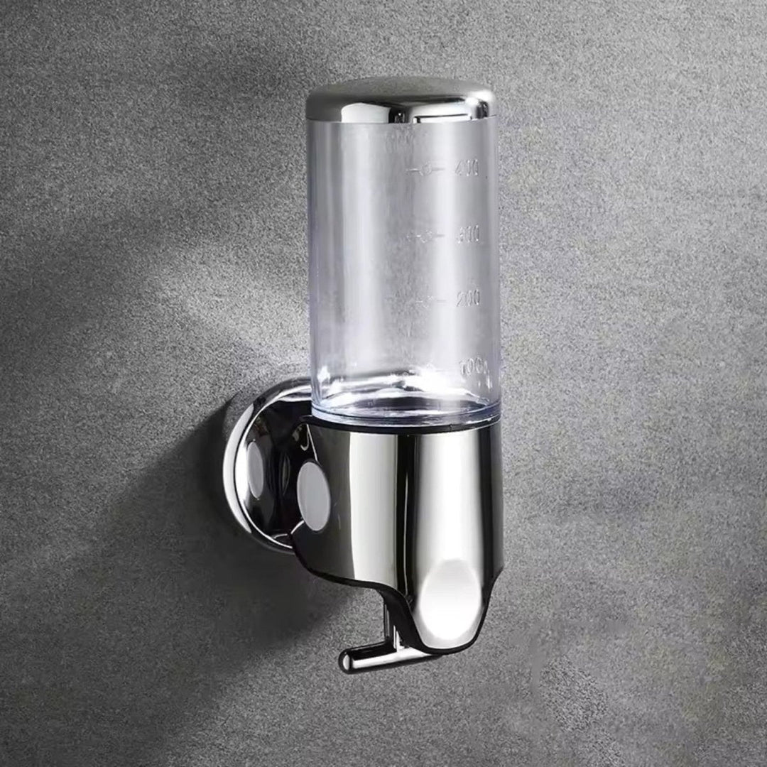 Dispensador de jabón líquido de acero inoxidable, diseño moderno, para pared.